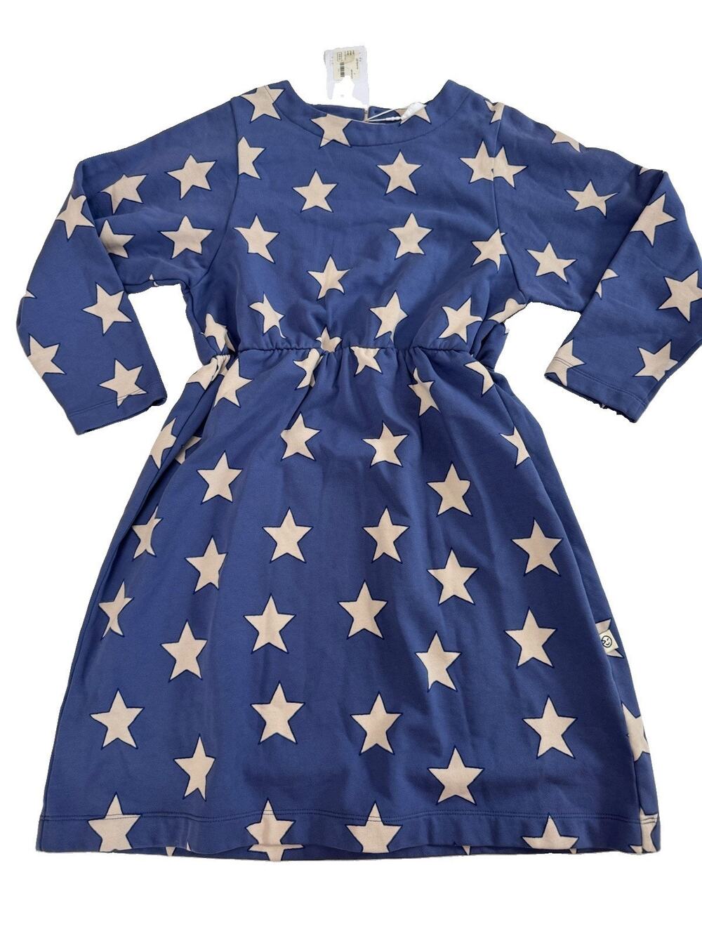 Wynken Girls Fit & Flare Knee Dress Blue Star Print Puff Long Sleeve 10
